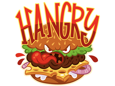 HANGRY #DigiStickie angry burger digistickie freelancer funny hungry illustration redbubble vector