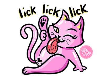Lick Lick Lick cat cute illustration kitten lick love miss pink pussy sex
