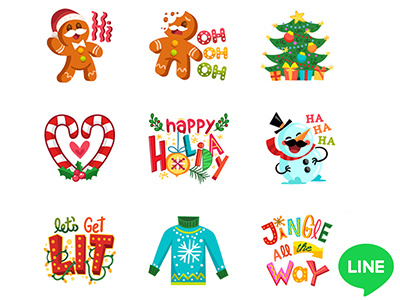 Winter Vibes : Line App candy chat christmas claus download emoji free holiday jingle santa stickers xmas