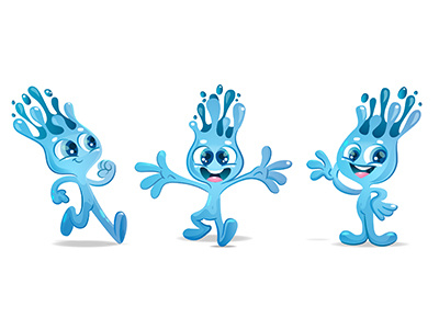 Water Droplet Character Design aqua blue character design droplet freelancer fun mascot misschatz pose water