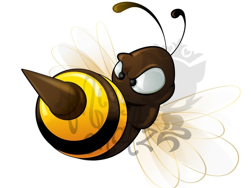 cartoon angry honey bee