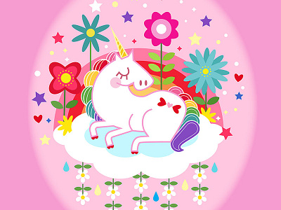 Unicorn Pegasus cute daisy floral girly horse lay pegasus pink unicorn