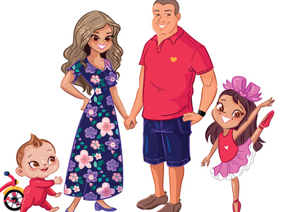 All In The Foley Family Characters ava channel channels character design characters dad family fashion floral foley freelance illustration jayden kids michelle mom reality ryan show tv