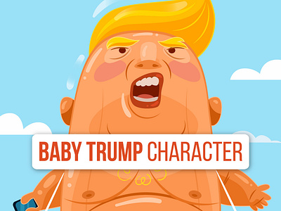Baby Trump air america anti trump artist baby balloon character democrat demonstration design freelance illustration politics president protest republican trump usa vector vote