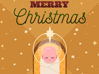 Merry Christmas: Jesus in Manger baby born buy cute freelance holy illustration jesus manger nativity star vector