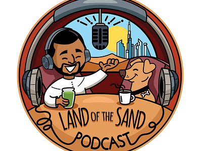 Land Of The Sand Podcast arab arabian cute design dubai dubai directory dubai jobs emirati gcc gulf illustration logo mena podcast podcast logo vector