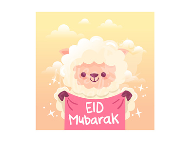Eid Adha Sheep Banner Cartoon