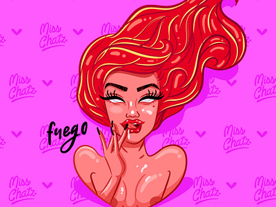 Fuego cute fire fireworks freelance head healing hot hottie illustration lady love lovers pinup red seduce sexual sexy