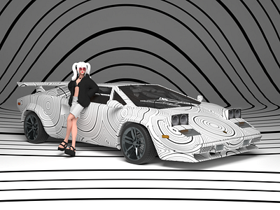 Lambo Girl 3d 3d illustration animation anime artwork branding car design digital art digital illustration gamergirl graphic design illustration infographics lamborghini logo modern ui vector