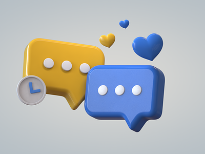3D social media message icons