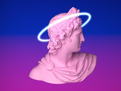 3d shapes in vaporwave style