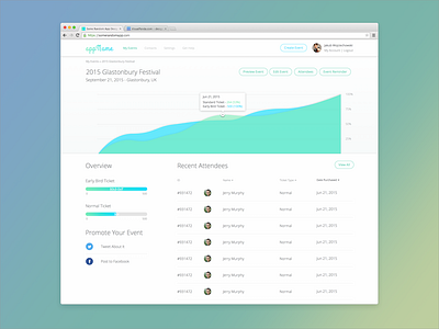 Event Web App admin dashboard flat gradient simple web