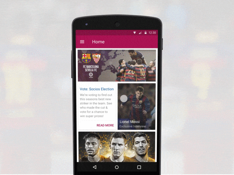 Fc Barcelona App Transition animation design detail dynamic football gif material soccer transition view