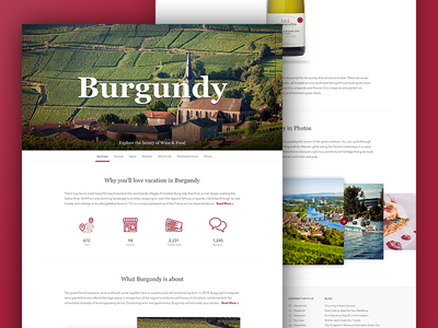 Burgundy is all about wine! clean design info page responsive travel ui ux web website