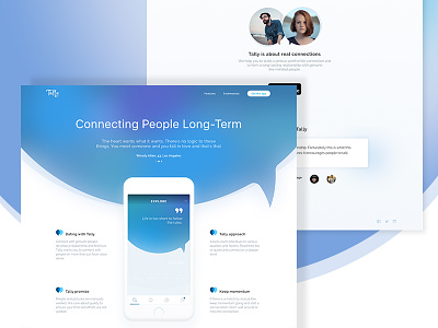 Tally iOS Dating App Landing Page clean design features flat homepage landing minimal page ui ux web website