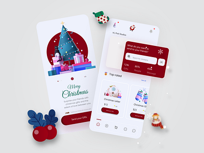 Christmas shop application adobe ai branding christmas shop design figma graphic design illustration logo mobile application ui vector