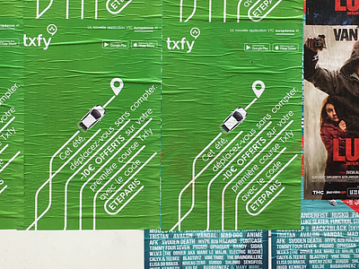 Txfy campaign in Paris ad advertisment poster ridehailing street campaign taxify txfy