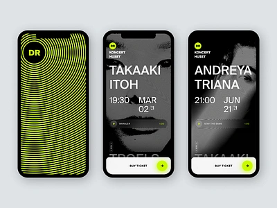 DR KoncertHuset | Event App Concept app branding clean design minimalism swiss design swiss style typography ui