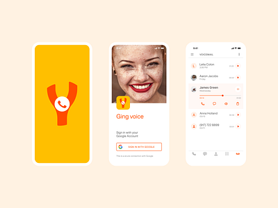 Ging voice app branding bright clean design ios logo minimalistic ui ux