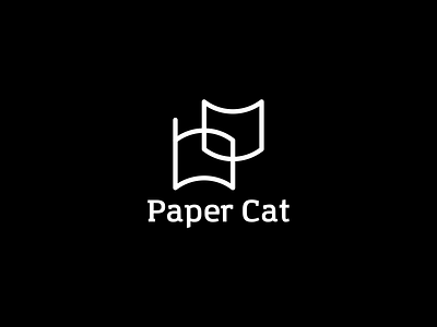 Papper cat black brand design flat idea logo logos mark minimal white