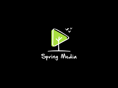 Sping Media black brand cinema design film flat fly icon idea logo logos mark minimal play