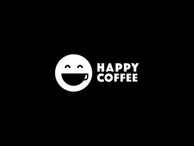 Happy Coffee brand cap cofe coffee design face flat happy idea logo logos mark minimal smile tea