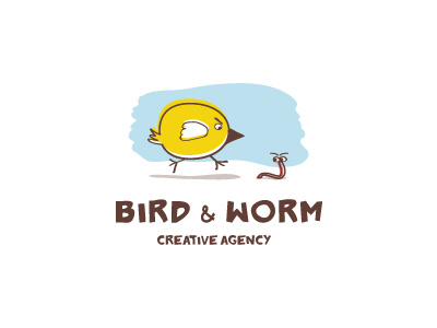 Bird and worm art brand idea logo logos mark paint vector