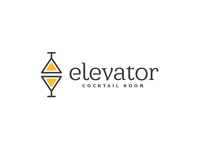 Elevator bar brand cocktail drink elevator idea logo minimal pub smart yellow