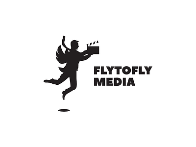 FlytoFly Media black brand film fly idea logo logos man mark minimal movie