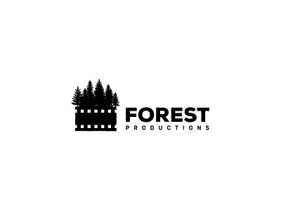 Forest productions black brand cinema film forest idea logo logos minimal wood