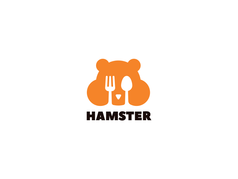 Hamster fork spoon hamster orange vector illustration food flat branding minimal logos mark idea brand logo