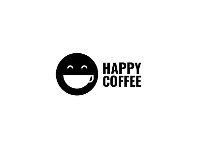Happy Coffee black brand cofe coffee cup face happy idea logo mark minimal smile