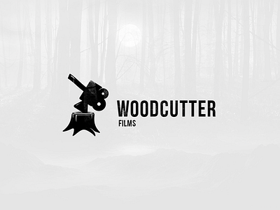 Woodcutter films art axe black brand cinema films flat forest icon illustration logo logos logotype minimal ui wood woodcutter