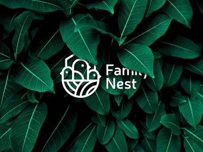 Family nest bird brand estate family flat green idea line logo logos logotype mark minimal nest white