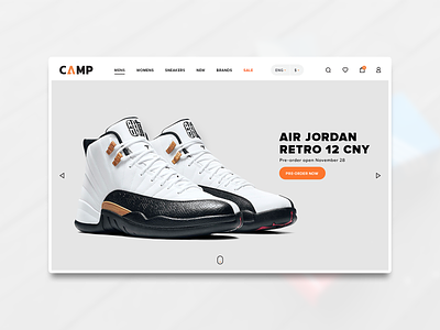 Camp branding footwear minimal orange site sneaker store uiux ux uxdesign webdesign