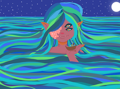 Sea Goddess girl ill illustrat