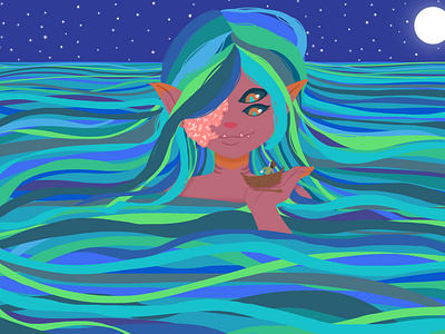 Sea Goddess girl ill illustrat