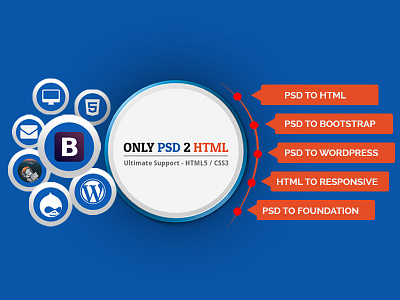 PSD To HTML, PSD To Bootstrap, PSD To Wordpress