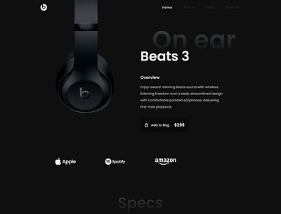 HEADPHONE 3d animation front end graphic design illustration landing page logo ui ux w website