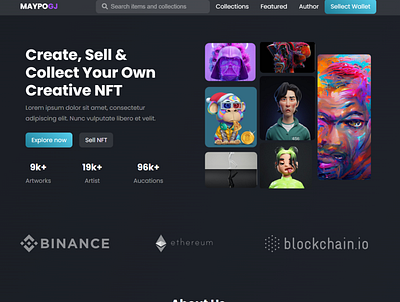 NFT WEBSITE 3d design front end illustration landing page logo ui ux website