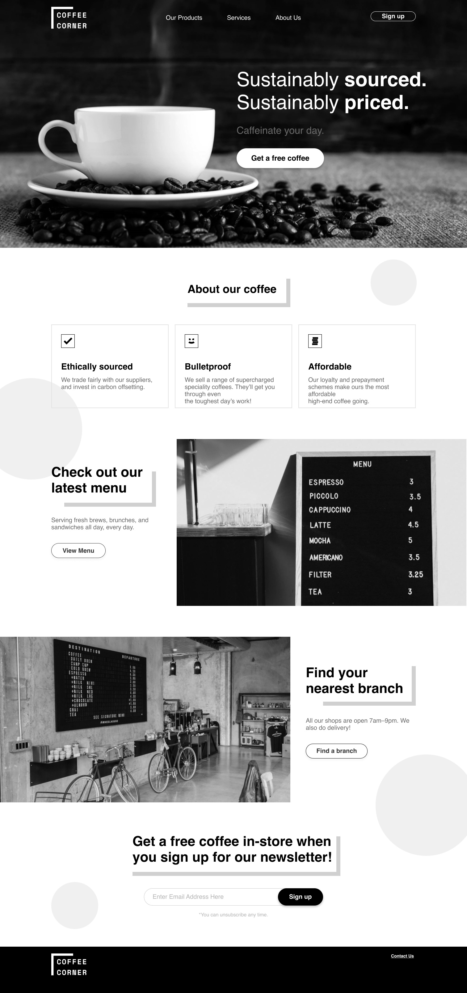 Coffee shop concept page design by Mateo MejiaDavila on Dribbble