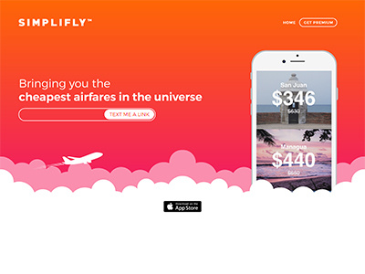 Simplifly landing page app landing page flight flying website landing page web design