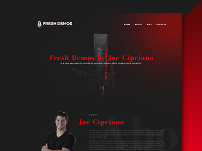 Fresh Demos By Joe Cipriano landing page podcast website design voice demos voice over web design webpage design
