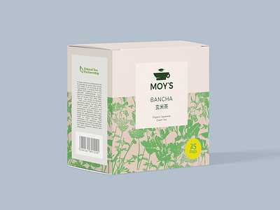 Full Branding MOY'S BANCHA box branding packaging pattern simple tea vintage