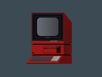 Sharp X1 computer icon illustration old retro sharp vector vintage