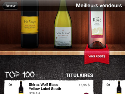 Wine Selection ON chalk gui ipad lighting menu navigation selection shelf texture wine wood