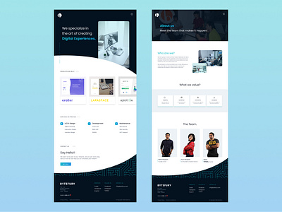 Bytefury - Landing Page Design about page about us ui agency website blue gradient branding design development agency home page landing landing page logo product slider service slider ui ux website