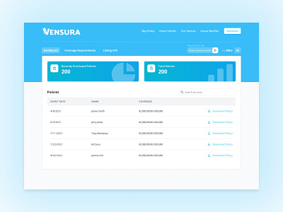 Insurance Platform Dashboard Design