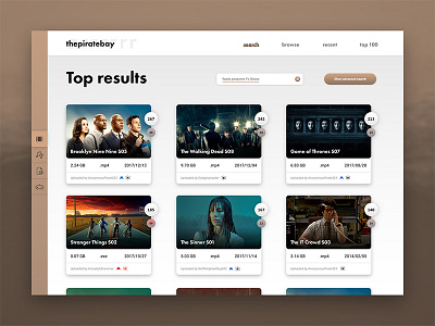 Piratebay—UI Weekly Challenges-Season 02 / Week [7/10] redesign thepiratebay ui