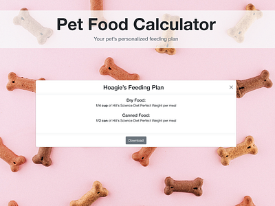 Pet Food Calculator - Personalized Feeding Plan app design pet food prototype ui ux